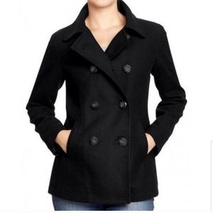 OLD NAVY Black Wool Blend Double Breasted Pea Coat Medium